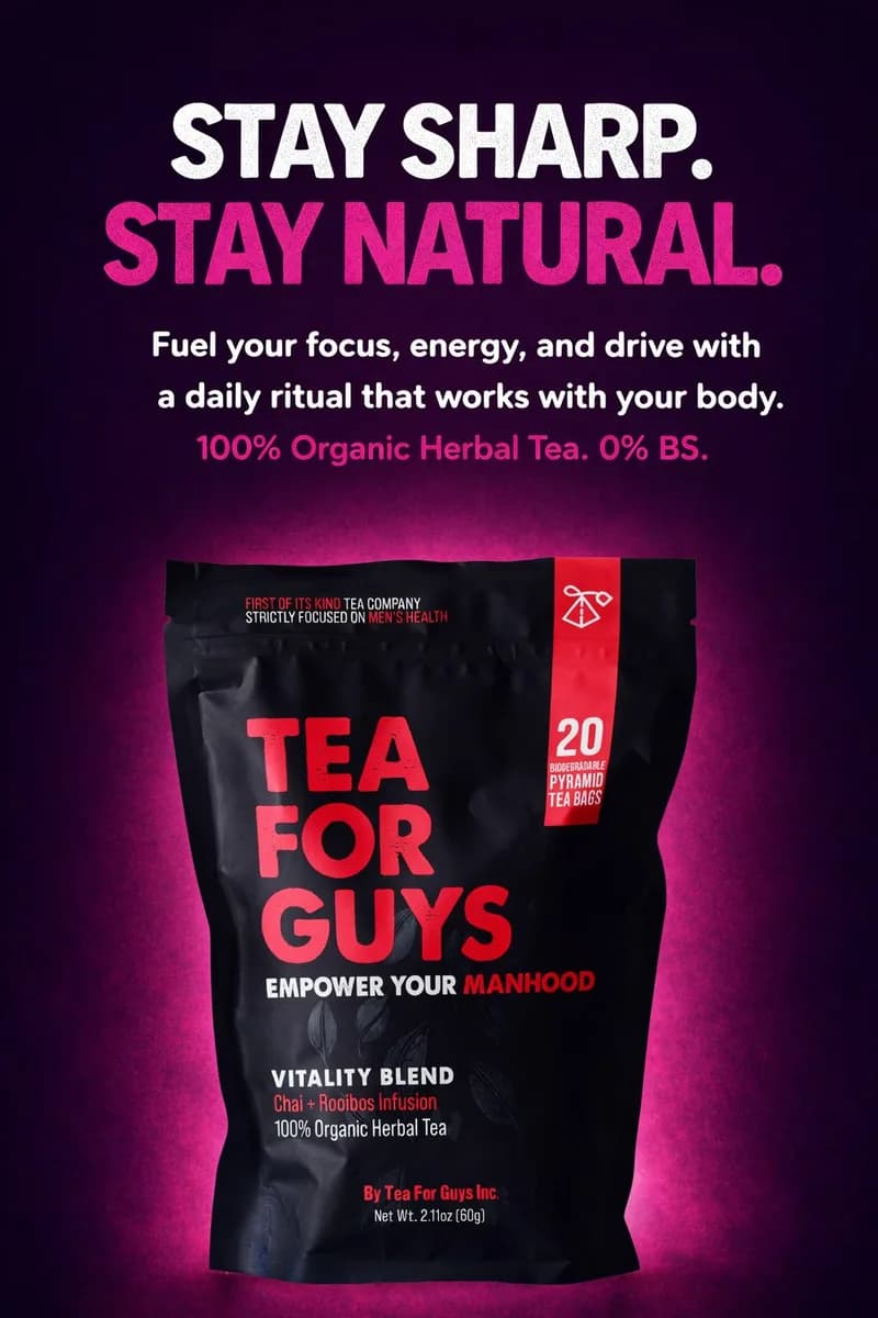 Tea For Guys paid social ad for the Vitality blend