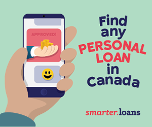 Smarter Loans 'Find any personal loan in Canada' 300x250 display banner